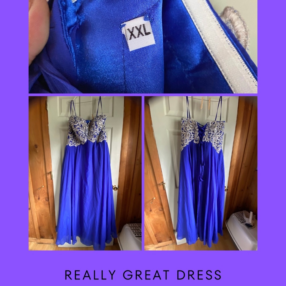 Elegant Blue and White Gown